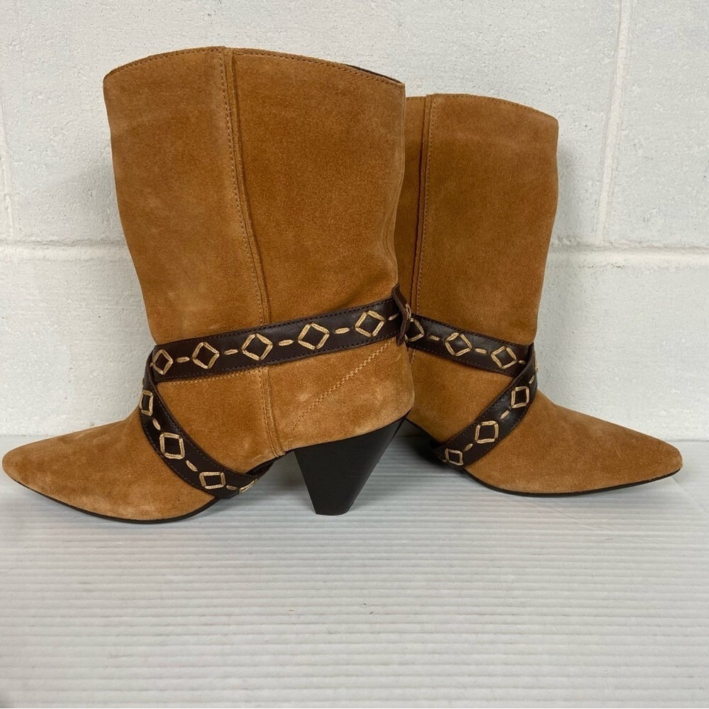 NEW Free People Women's Bronte Belt Ankle Wrap Boot Size 7 in Toffee Suede - Picture 4 of 8